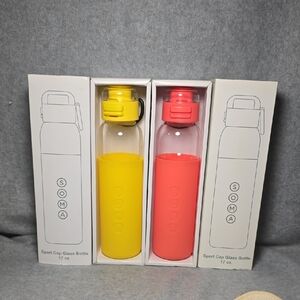 Soma Sport Cap Glass Bottles - Bright Yellow and Coral